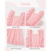 imageRolanko Girls Ruffle Sleeve Dress Square Neck Hollow Out Eyelet A Line Beach Vacation Summer SundressPink