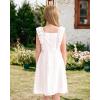 imageRolanko Girls Ruffle Sleeve Dress Square Neck Hollow Out Eyelet A Line Beach Vacation Summer SundressWhite