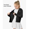 imageRolanko Kids Zip Up Sun Hoodie UPF50 with Thumbholes Lightweight UV Protection Jacket for Girls Athletic Tops 512 YearsBlack