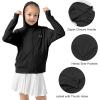imageRolanko Kids Zip Up Sun Hoodie UPF50 with Thumbholes Lightweight UV Protection Jacket for Girls Athletic Tops 512 YearsBlack