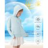 imageRolanko Kids Zip Up Sun Hoodie UPF50 with Thumbholes Lightweight UV Protection Jacket for Girls Athletic Tops 512 YearsBlue