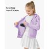 imageRolanko Kids Zip Up Sun Hoodie UPF50 with Thumbholes Lightweight UV Protection Jacket for Girls Athletic Tops 512 YearsPurple