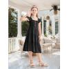 imageRolanko Tween Girls Summer Dress Ruffle Sleeve Smocked ALine Tiered Sundress for Kids with PocketsBlack