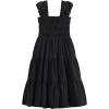 imageRolanko Tween Girls Summer Dress Ruffle Sleeve Smocked ALine Tiered Sundress for Kids with PocketsBlack