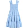 imageRolanko Tween Girls Summer Dress Ruffle Sleeve Smocked ALine Tiered Sundress for Kids with PocketsBlue