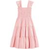 imageRolanko Tween Girls Summer Dress Ruffle Sleeve Smocked ALine Tiered Sundress for Kids with PocketsPink