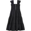 imageRolanko Tween Girls Summer Dress Ruffle Sleeve Smocked ALine Tiered Sundress for Kids with PocketsBlack