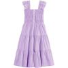 imageRolanko Tween Girls Summer Dress Ruffle Sleeve Smocked ALine Tiered Sundress for Kids with PocketsPurple