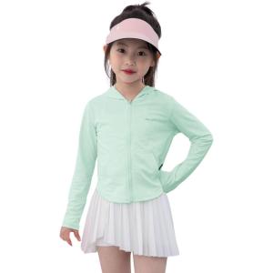 imageRolanko Girls Lightweight Sun Protection Jacket UPF50 Zip Up Athletic Hoodie Tops for Kids Fishing Hiking OutdoorLightgreen