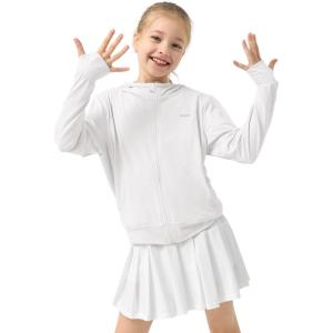imageRolanko Kids Zip Up Sun Hoodie UPF50 with Thumbholes Lightweight UV Protection Jacket for Girls Athletic Tops 512 YearsWhite
