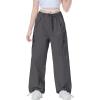 imageRolanko Parachute Pants for Girls Y2K Cargo Trousers with Pockets Harajuku Jogger Pants Kids 414 YearsDarkgray