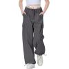 imageRolanko Parachute Pants for Girls Y2K Cargo Trousers with Pockets Harajuku Jogger Pants Kids 414 YearsDarkgray