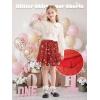 imageRolanko Girls Sequin Skirt Elastic Waist Glitter Sparkly Skort with Lining Twirling Shiny Skirts for Kids Dance Party 512YRed