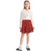 imageRolanko Girls Sequin Skirt Elastic Waist Glitter Sparkly Skort with Lining Twirling Shiny Skirts for Kids Dance Party 512YRed