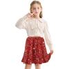 imageRolanko Girls Sequin Skirt Elastic Waist Glitter Sparkly Skort with Lining Twirling Shiny Skirts for Kids Dance Party 512YRed