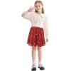 imageRolanko Girls Sequin Skirt Elastic Waist Glitter Sparkly Skort with Lining Twirling Shiny Skirts for Kids Dance Party 512YRed
