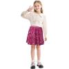 imageRolanko Girls Sequin Skirt Elastic Waist Glitter Sparkly Skort with Lining Twirling Shiny Skirts for Kids Dance Party 512YRose