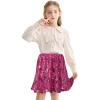 imageRolanko Girls Sequin Skirt Elastic Waist Glitter Sparkly Skort with Lining Twirling Shiny Skirts for Kids Dance Party 512YRose