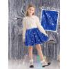 imageRolanko Girls Sequin Skirt Elastic Waist Glitter Sparkly Skort with Lining Twirling Shiny Skirts for Kids Dance Party 512YRoyalblue