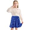 imageRolanko Girls Sequin Skirt Elastic Waist Glitter Sparkly Skort with Lining Twirling Shiny Skirts for Kids Dance Party 512YRoyalblue