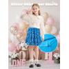 imageRolanko Girls Sequin Skirt Elastic Waist Glitter Sparkly Skort with Lining Twirling Shiny Skirts for Kids Dance Party 512YSkyblue