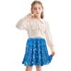 imageRolanko Girls Sequin Skirt Elastic Waist Glitter Sparkly Skort with Lining Twirling Shiny Skirts for Kids Dance Party 512YSkyblue