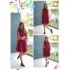 imageRolanko Girls Puff Long Sleeve Dress with Belt Ruffle Collar Contrast Mesh ALine Elegant Formal Party Dresses for KidsRed