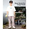 imageRolanko Boys Girls Cargo Pants Quick Dry Lightweight Elastic Waist Kids Trousers with Pockets for Sports OutdoorGraypurple