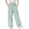 imageRolanko Parachute Pants for Girls Y2K Cargo Trousers with Pockets Harajuku Jogger Pants Kids 414 YearsMintgreen