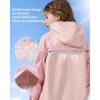 imageRolanko Girls Rain Jacket Kids Waterproof Lightweight Hooded Windbreaker Raincoat for Boys Outdoor Hiking School TravelPink