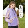 imageRolanko Girls Rain Jacket Kids Waterproof Lightweight Hooded Windbreaker Raincoat for Boys Outdoor Hiking School TravelPurple