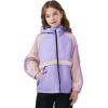 imageRolanko Girls Rain Jacket Kids Waterproof Lightweight Hooded Windbreaker Raincoat for Boys Outdoor Hiking School TravelPurple