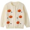 imageRolanko Toddler Girls Sweater Long Sleeve Open Front Button Down Knit Cardigan Kids Clothes 16 YearsBeigepumpkin