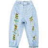 imageRolanko Girls Jeans Denim Elastic Wasit Wide Leg Baggy Pants Kids Clothes 414 YearsA6light Blue Hole