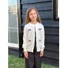imageRolanko Girls Cardigan Sparkling Sequin Kids Knit Button Up Sweater Cardigan Long Sleeve 411 YearsBowwhite
