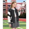 imageRolanko Girls Varsity Jackets Baseball Bomber Color Block Letterman Jacket Outwear With Pockets 715 YearsBlack