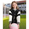 imageRolanko Girls Varsity Jackets Baseball Bomber Color Block Letterman Jacket Outwear With Pockets 715 YearsBlack