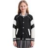 imageRolanko Girls Varsity Jackets Baseball Bomber Color Block Letterman Jacket Outwear With Pockets 715 YearsBlack