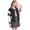 imageRolanko Girls Varsity Jackets Baseball Bomber Color Block Letterman Jacket Outwear With Pockets 715 YearsBlack