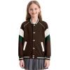 imageRolanko Girls Varsity Jackets Baseball Bomber Color Block Letterman Jacket Outwear With Pockets 715 YearsBrown