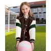 imageRolanko Girls Varsity Jackets Baseball Bomber Color Block Letterman Jacket Outwear With Pockets 715 YearsBrown