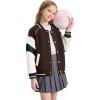 imageRolanko Girls Varsity Jackets Baseball Bomber Color Block Letterman Jacket Outwear With Pockets 715 YearsBrown