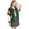 imageRolanko Girls Varsity Jackets Baseball Bomber Color Block Letterman Jacket Outwear With Pockets 715 YearsGreen