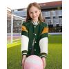 imageRolanko Girls Varsity Jackets Baseball Bomber Color Block Letterman Jacket Outwear With Pockets 715 YearsGreen