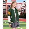imageRolanko Girls Varsity Jackets Baseball Bomber Color Block Letterman Jacket Outwear With Pockets 715 YearsGreen