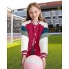 imageRolanko Girls Varsity Jackets Baseball Bomber Color Block Letterman Jacket Outwear With Pockets 715 YearsRose