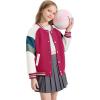 imageRolanko Girls Varsity Jackets Baseball Bomber Color Block Letterman Jacket Outwear With Pockets 715 YearsRose