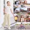 imageRolanko Girls Wide Leg Sweatpants Straight Pants for Kids Girls Trousers with Pockets Sweats 414 YearsBeige