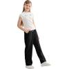 imageRolanko Girls Wide Leg Sweatpants Straight Pants for Kids Girls Trousers with Pockets Sweats 414 YearsBlack
