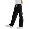 imageRolanko Girls Wide Leg Sweatpants Straight Pants for Kids Girls Trousers with Pockets Sweats 414 YearsBlack